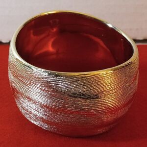 Silver tone metal Asymmetrical Cuff Bracelet Granny Chic Cottagecore